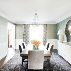 Contemporary Dining Room With Gray Rug