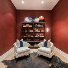 Contemporary Study with Saturated Red Walls