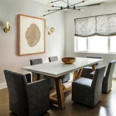 Contemporary Dining Room With Wood Bowl