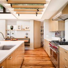 Contemporary Open Kitchen With Wood Floor