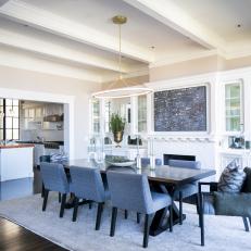 Neutral Transitional Dining Room With Gray Chairs