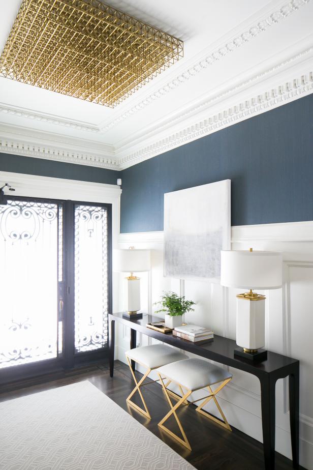 Gray and White Contemporary Foyer