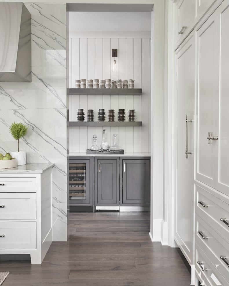 Contemporary Pantry With Gray Cabinets