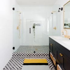 Contemporary Bathroom With Graphic Floor