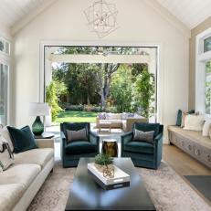 Transitional Family Room Opens to Welcoming Patio