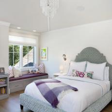 Girly White Bedroom With Touches of Purple
