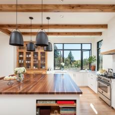 Open Plan Kitchen With Exposed Beams