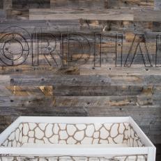Rustic Nursery with Driftwood Accent Wall