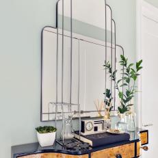 Art Deco Mirror and Wood Table