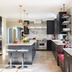 Contemporary Kitchen With Lucite Barstools