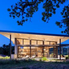Contemporary Ranch House at Night