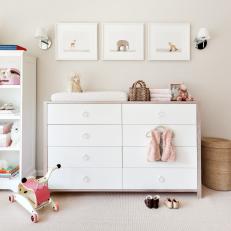 Modern Dresser in Twin Girls' Nursery