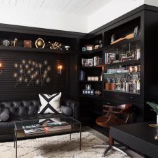 Contemporary Home Office With Black Leather Sofa