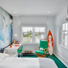 Contemporary Kid's Room With Surfer Mural