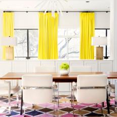 Dining Room With Yellow Curtains