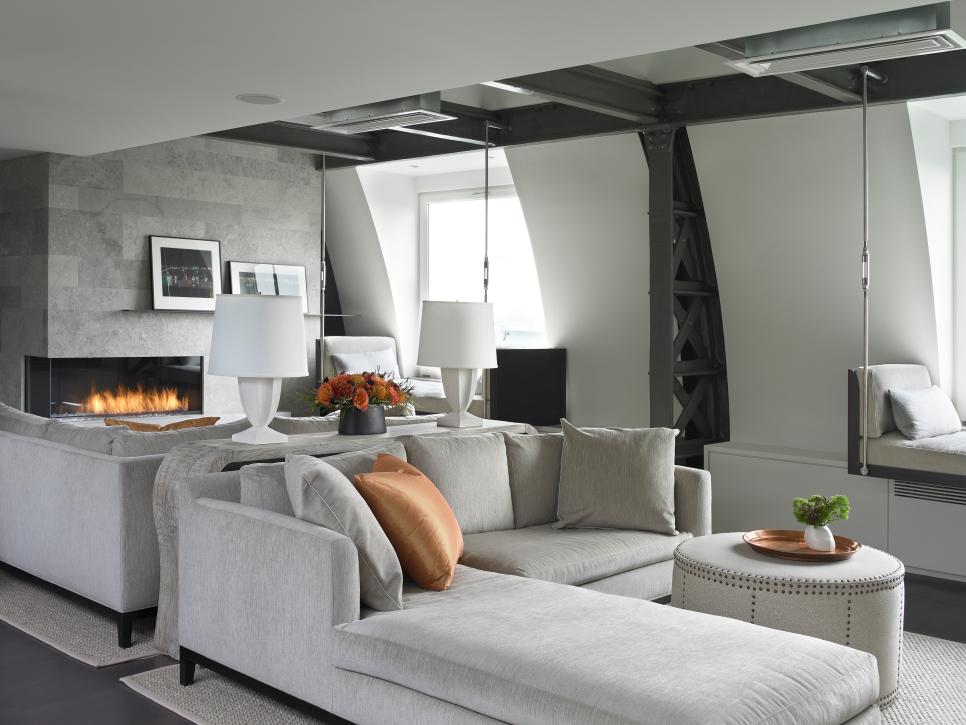 Living Room in Manhattan Penthouse Loft