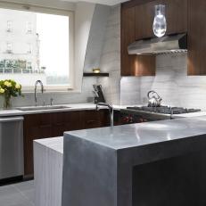 Zinc, Marble Countertops Create Modern Look in Manhattan Kitchen