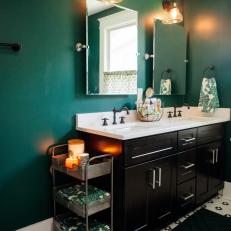 Contemporary Green Bathroom With Dual Vanity