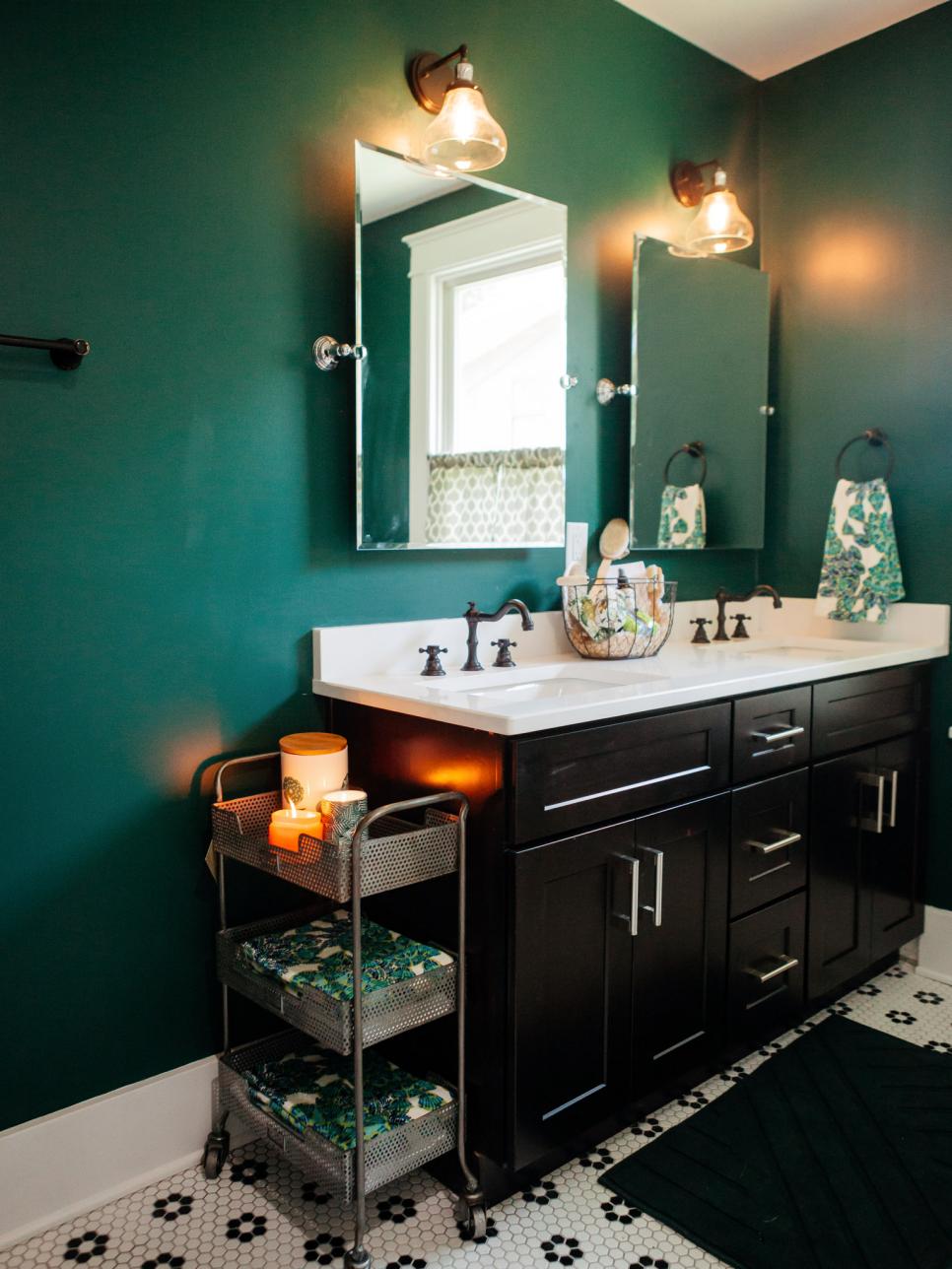 Contemporary Green Bathroom With Dual Vanity HGTV