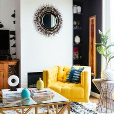 Contemporary Living Room With Yellow Armchair