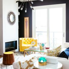 Contemporary Living Room With Yellow Chair