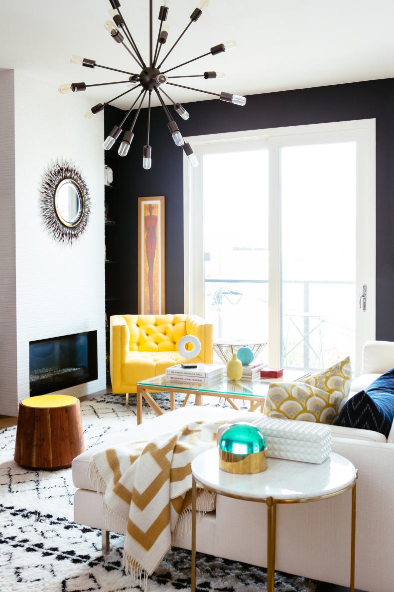 Living Room With Yellow Chair