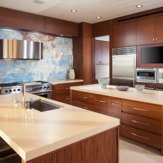 Neutral Contemporary Kitchen With Dual Islands