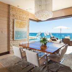 Neutral Contemporary Dining Room With Ocean Views