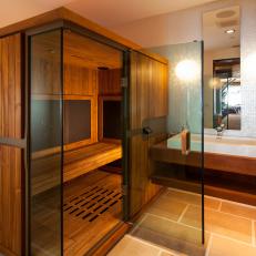 Neutral Contemporary Spa Bathroom With Sauna