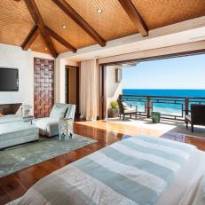 Neutral Contemporary Master Bedroom With Ocean View