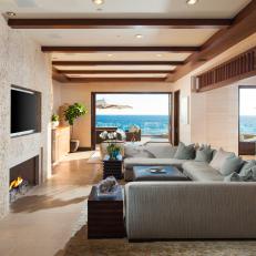 Neutral Contemporary Living Room With Oversized Sectional