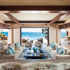 Neutral Contemporary Living Room With Ocean View