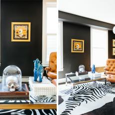 Eclectic Living Room With Dramatic Black Walls