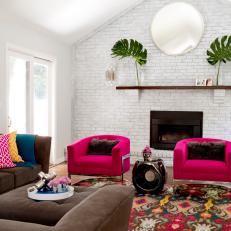Fireplace Focal Wall in Eclectic Living Room