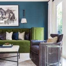 Leather Chairs Add Neutral Seating to Bold Living Room