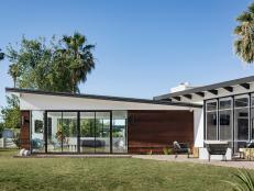 This midcentury modern addition offers additional space in this home. 