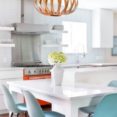Island - Dining Table Combo in Midcentury Modern Kitchen