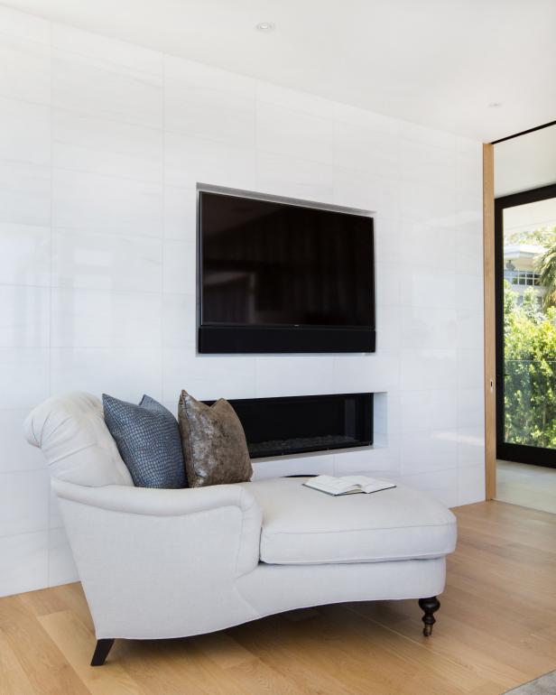 Master Bedroom Includes Modern Fireplace Reading Space Hgtv