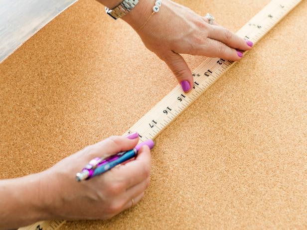 Step 2- MEASURE & MARK CORK
Using a yardstick or T-square to ensure straight lines, measure and mark where you will cut the cork to fit your cabinet.