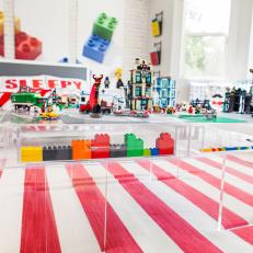 Boy's Custom Clear Acrylic Play Table for LEGO Bricks