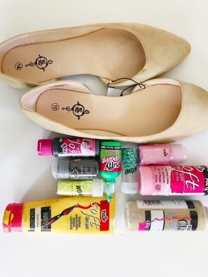 Floral Painted Upcycled Ballet Flat Shoes DIY!