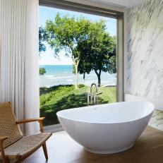 Asian Spa Bathroom With Ocean View