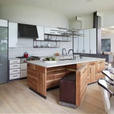 Modern Open Plan Kitchen With Black Hood