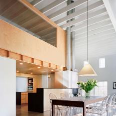 Modern Barn Dining Room With Pendant