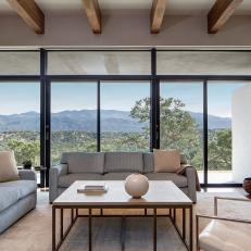 Sundial House Living Room Offers Beautiful View of Mountains