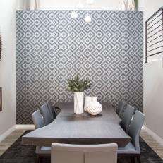 Modern Dining Room With Graphic Wallpaper