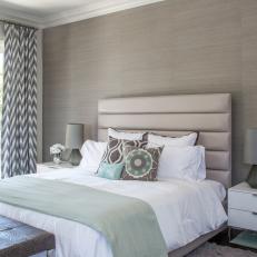 Sophisticated Gray Bedroom is Transitional