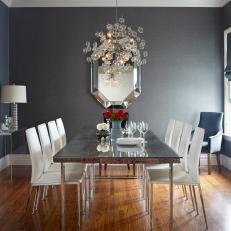 Contemporary Gray Dining Room is Glamorous