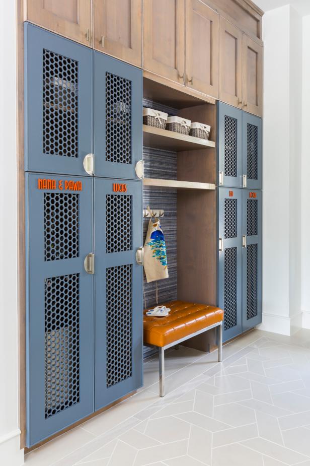 Transitional Mudroom With Gray Lockers Hgtv