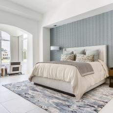 Gray Contemporary Master Bedroom With Sitting Niche